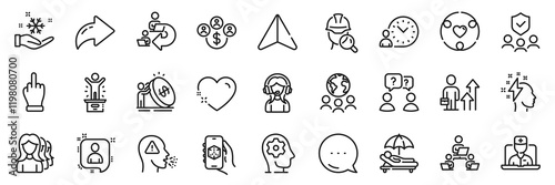 Winner podium, Women headhunting and 3d app line icons pack. Share, Message, Paper plane icons. Middle finger, Cough, Brain working web icon. Vector