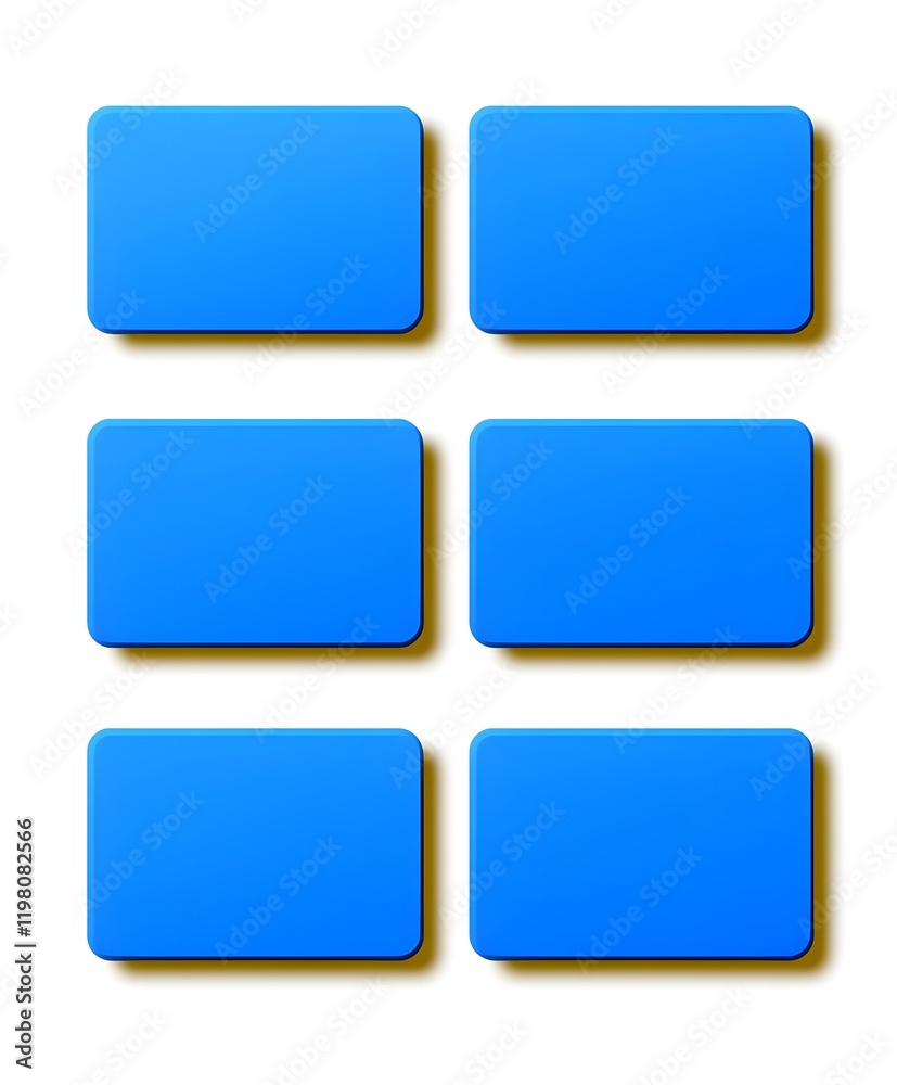Six Blank Blue Rectangular Buttons Arranged In A Grid Six Blank Blue Rectangular Buttons Arranged In A Grid