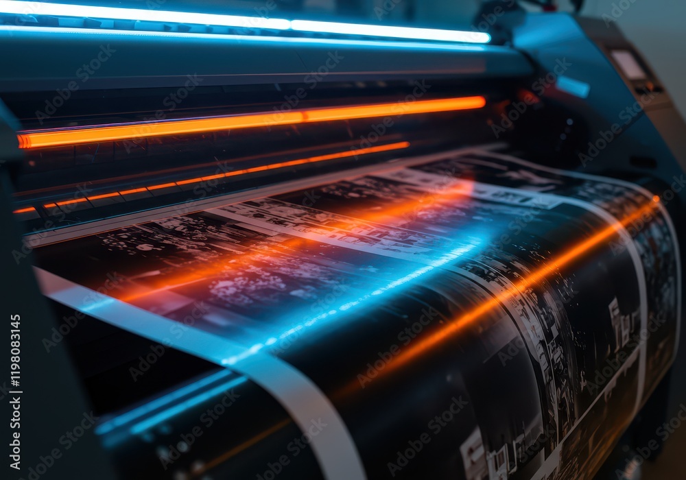 Obraz premium Large format printing equipment creates bright, high-quality images on paper for commercial use