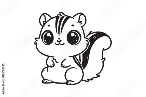 Cute cartoon chipmunk outline