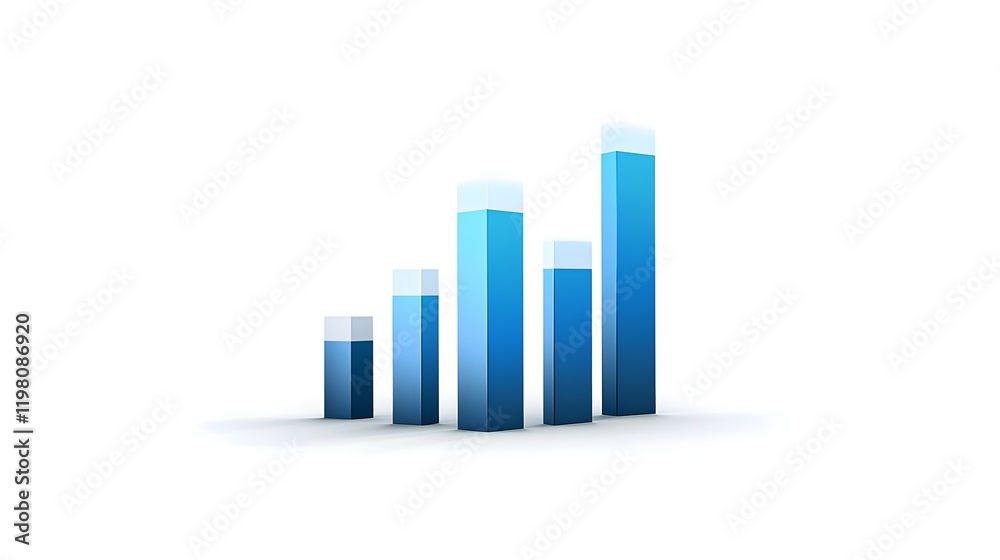 Ascending Blue Bar Graph Shows Growth Progression Ascending Blue Bar Graph Shows Growth Progression
