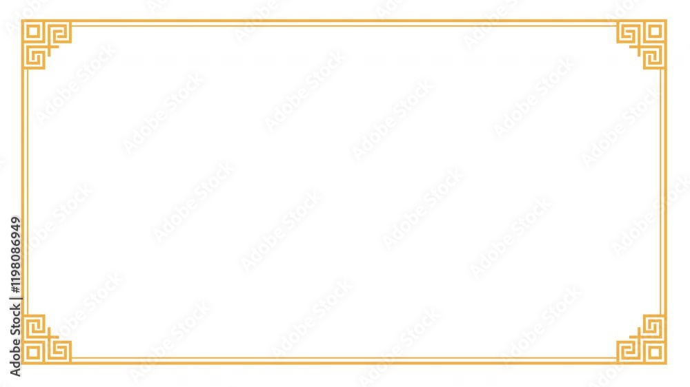 Gold line frame animation video on white background