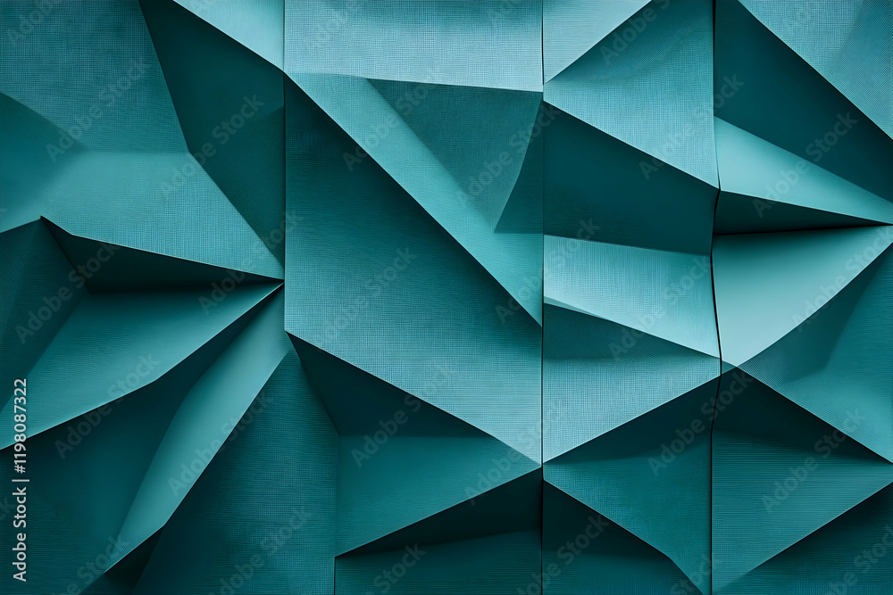 Obraz premium Dynamic geometric teal background with layered polygons and sharp angles