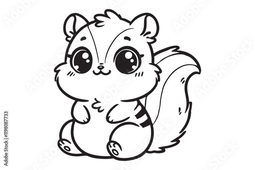 Cute cartoon chipmunk outline