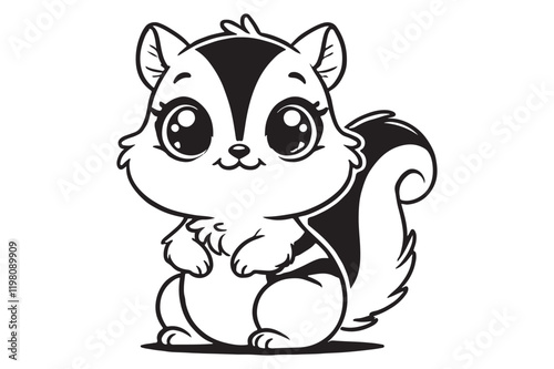 Cute cartoon chipmunk outline
