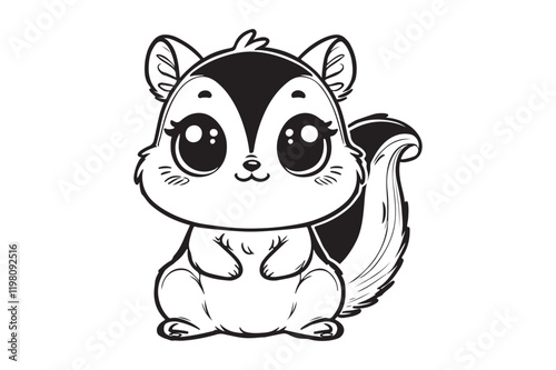 Cute cartoon chipmunk outline