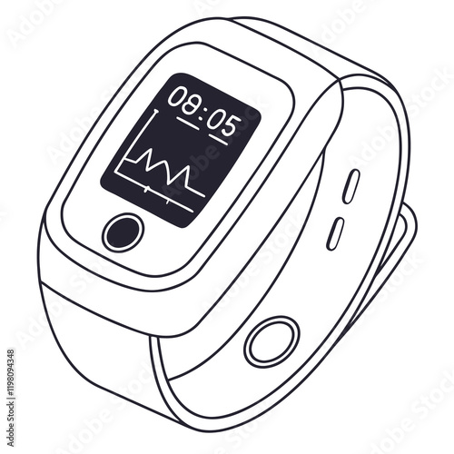 Minimal representation of a digital heart rate monitor Illustrator Artwork