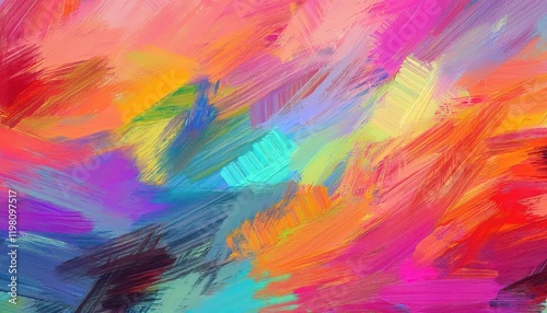 Wallpaper Mural Vibrant Abstract Brushed Painted Background with Seamless Pattern Ideal for Textiles, Showcasing a Striking Palette of Bright Colors and Expressive, Artistic Strokes Torontodigital.ca