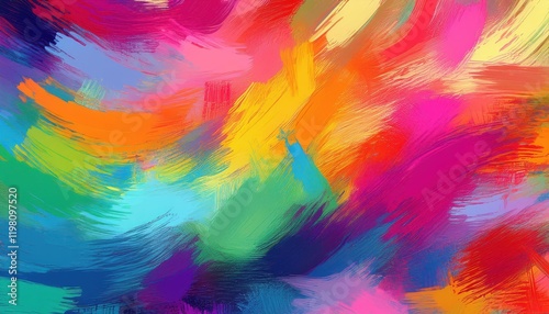 Wallpaper Mural Vibrant Abstract Artwork Showcasing a Seamless Pattern of Expressive Brush Strokes, Perfect for AR with Radiant Colors and Textured Finish. Torontodigital.ca