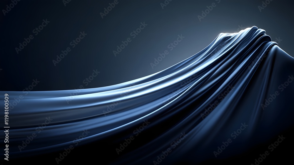 Obraz premium Draped Dark Blue Fabric Forming Abstract Shape