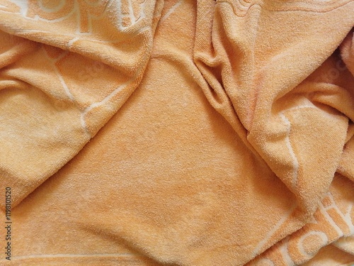 Vibrant Details Crumpled Orange Towel Close-Up