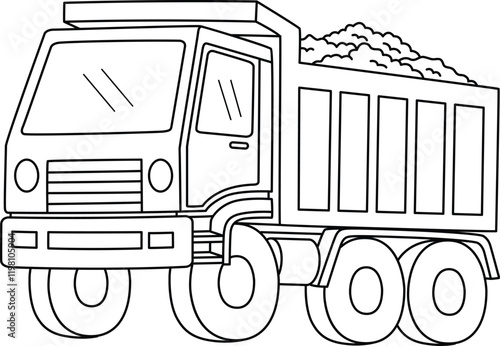 Construction Dump Truck Isolated Coloring Page 