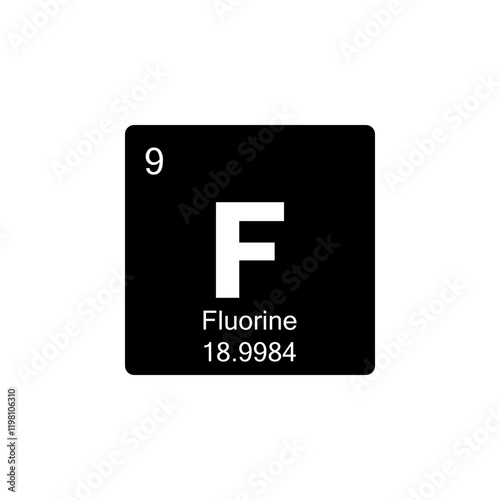 periodic table Fluorine glyph icon