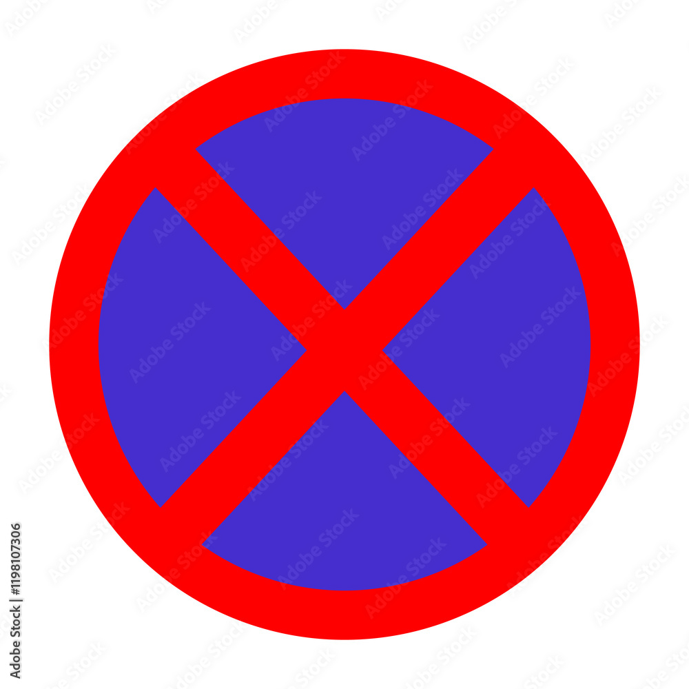Circular red and blue prohibited sign Circular red and blue prohibited sign