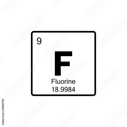 periodic table Fluorine line icon