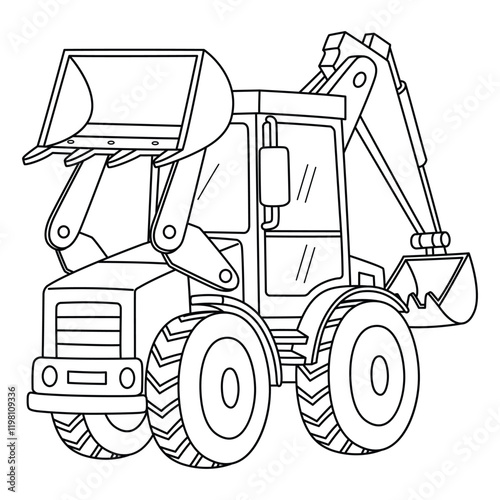 Construction Backhoe Isolated Coloring Page 