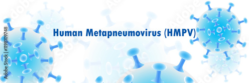 Banner Human metapneumovirus or HMPV on white background. Medical health concept. Vector illustration. Not AI generated