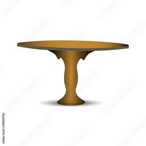 A wooden round table designed in a minimalist style isolated on white background. Interior design, furniture and decor. Flat vector illustration. Not AI generated