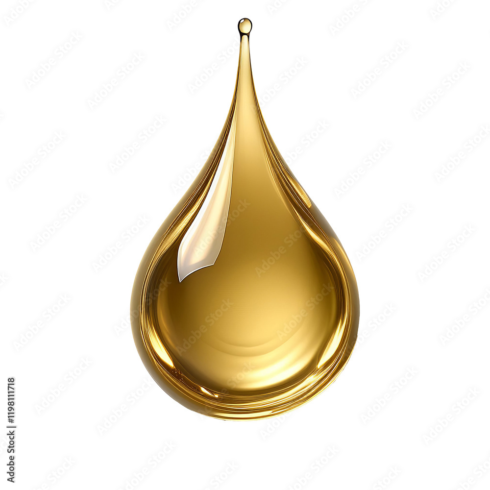 Golden oil drop isolated on white background Golden oil drop isolated on white background