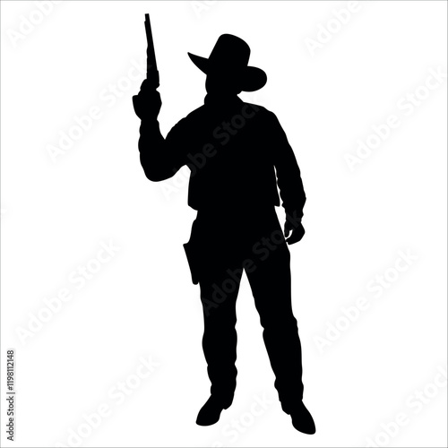 Black Cowboy Riding silhouette vector illustration photo