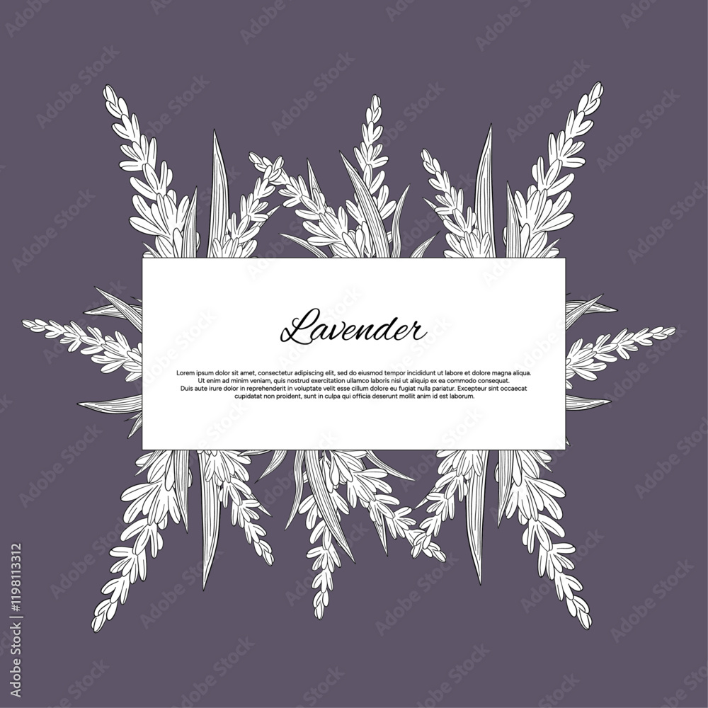 Stickers label Aroma herbal lavender purple flower natural relaxation in aromatherapy, tea, medicine, candle, decor 