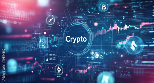 Crypto Trading theme with blurred city lights 
