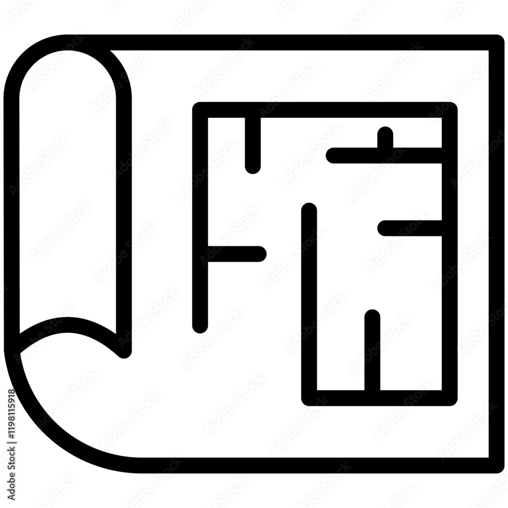 Minimalist Line Art House Plan Blueprint Icon Minimalist Line Art House Plan Blueprint Icon