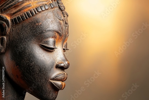 Artistic representation of an African sculpture capturing serene beauty and cultural significance photo