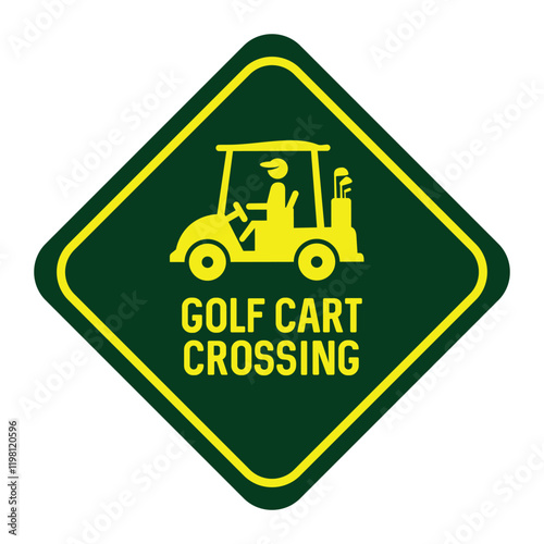 Golf cart crossing signed on the road with green color