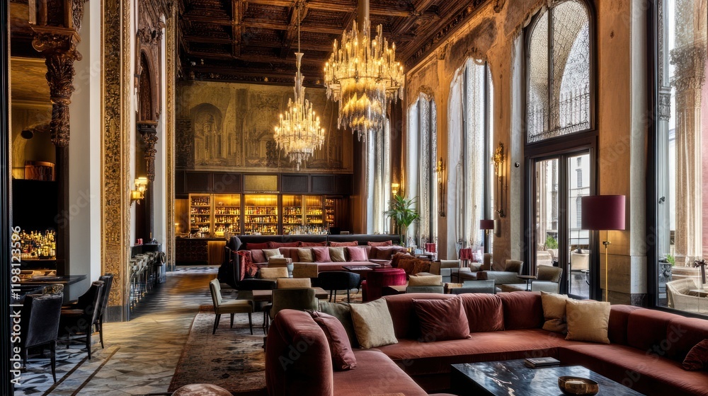 Opulent Hotel Lobby Interior: A Luxurious Lounge Opulent Hotel Lobby Interior: A Luxurious Lounge