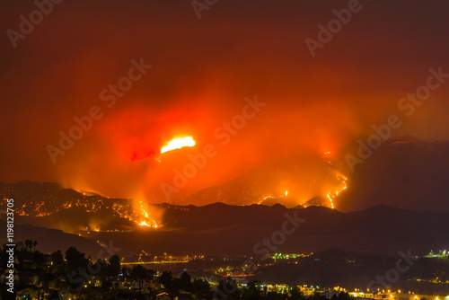 California wild fires in the mountains and hills of the Los Angeles County. photo