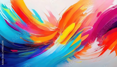 Vibrant Abstraction Bold Brush Strokes Create a Colorful Canvas Moodscape, Evoking Emotion and Artistic Expression, Created on a White Base on at3. photo