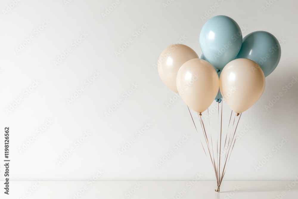 Balloons in pastel colors arranged beautifully on a light surface for a celebration or event Balloons in pastel colors arranged beautifully on a light surface for a celebration or event