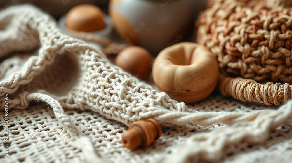 Cozy Knitted Textures: A Rustic and Boho Home Decor Aesthetic. Creamy yarn, natural fibers, and wooden accents create a calming and comforting atmosphere. Cozy Knitted Textures: A Rustic and Boho Home Decor Aesthetic. Creamy yarn, natural fibers, and wooden accents create a calming and comforting atmosphere.
