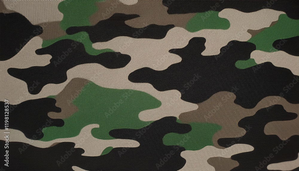 Fototapeta premium Camouflage Pattern: A Detailed Close-Up of Military-Style Fabric