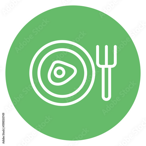 Minimalist Line Art Circular Breakfast Plate with Egg Icon