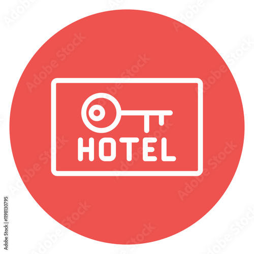 Minimalist Line Art Circular Hotel Key Icon