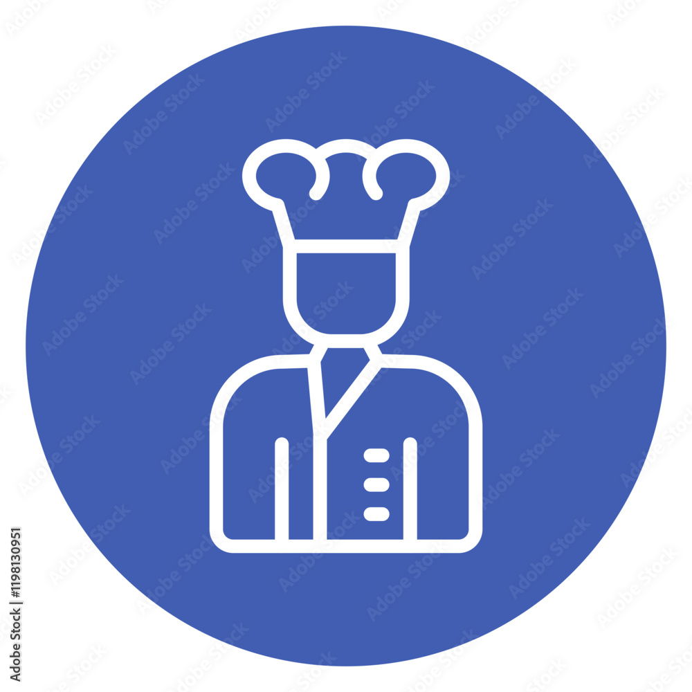 Minimalist Line Art Circular Chef with Hat and Apron Icon