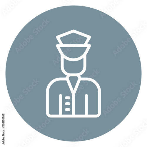Minimalist Line Art Circular Doorman Icon