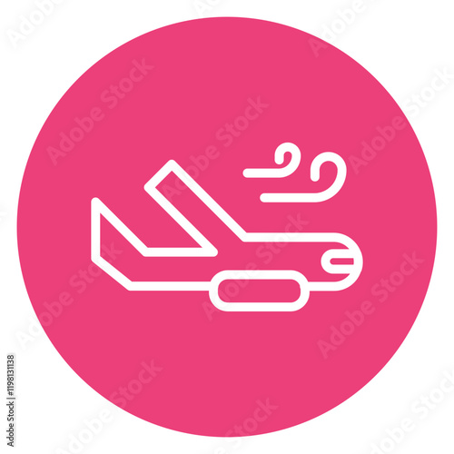 Minimalist Line Art Circular Airplane Taking Off Icon