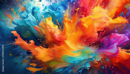 Wallpaper Mural Vibrant Artistic Expression A Colorful Explosion of Paint on Canvas, Showcasing an Abstract Palette of Hues and Textures, Energizing the Viewer with Dynamic Energy and Emotional Impact. Torontodigital.ca