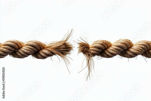 Rope is cut in half, with one half being longer than the other photo