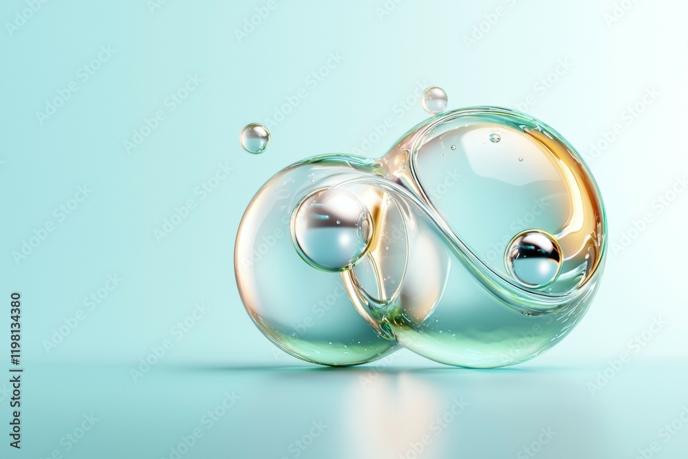 Series of large, clear spheres arranged in a way that creates a sense of depth Series of large, clear spheres arranged in a way that creates a sense of depth