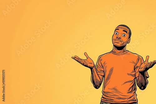 Man Shrugging, I Don't Know Gesture, Uncertain Expression, Casual Pose, Doubtful, Questioning,      