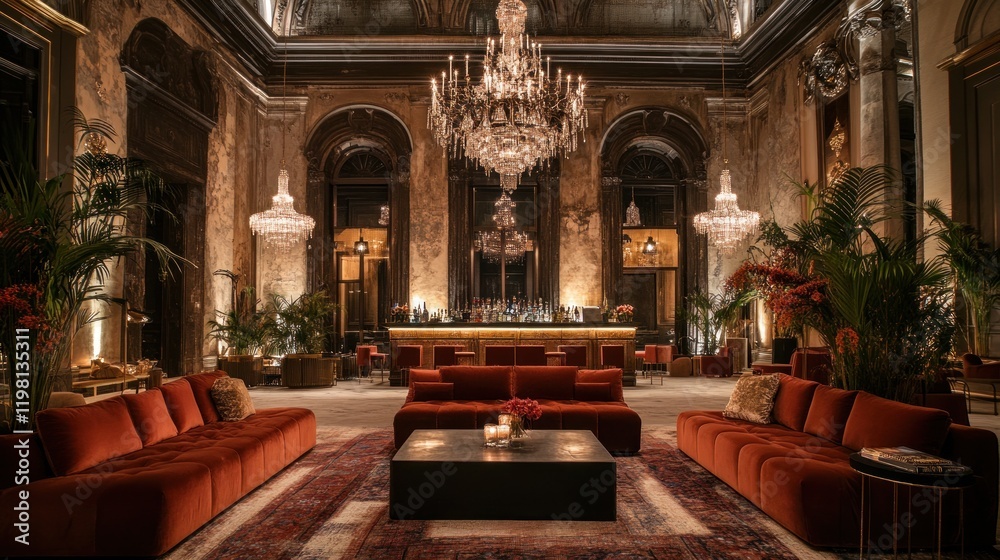 Obraz premium Opulent Palace Interior: A Luxurious Evening Gathering