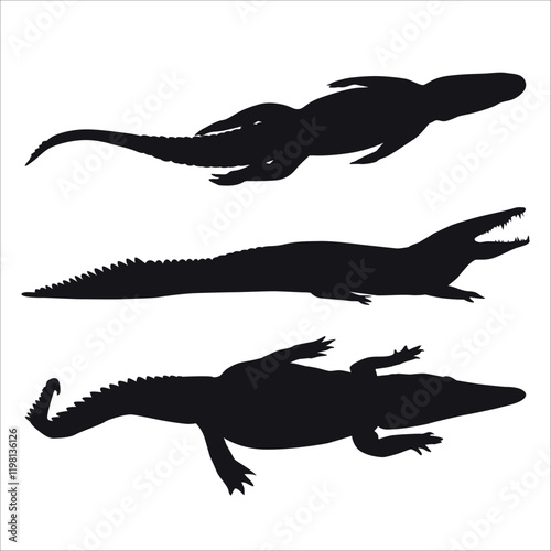 Animal Crocodile Black Silhouette vector illustration