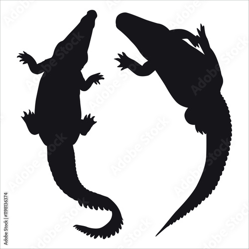 Animal Crocodile Black Silhouette vector illustration