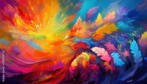 Wallpaper Mural Vivid Multicolored Landscape Painting Depicting a Breathtaking Scene of Natures Vibrancy and Exuberance, Captured on at . Torontodigital.ca