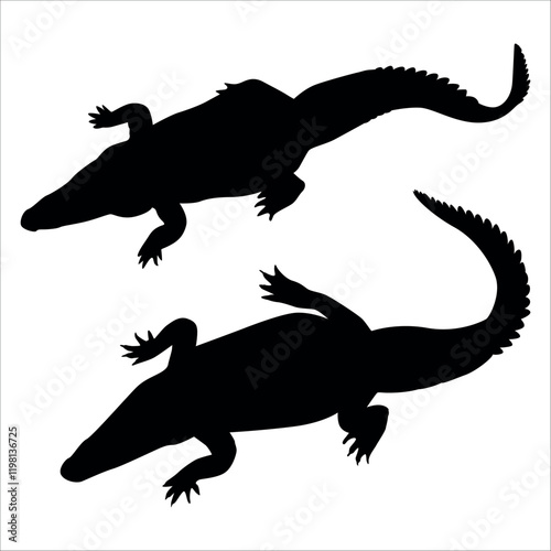 Animal Crocodile Black Silhouette vector illustration