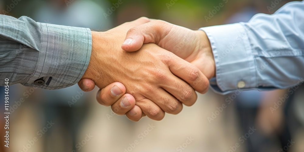Close-up image of a firm handshake between two individuals symbolizing agreement and collaboration in a business or professional setting Close-up image of a firm handshake between two individuals symbolizing agreement and collaboration in a business or professional setting